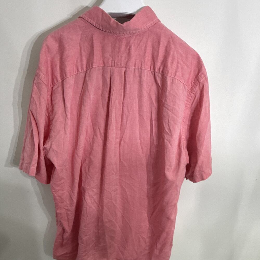 Ralph Lauren Men's Large Tall Long Chambray Oxford Short Sleeve Button-DownShirt - Picture 2 of 3